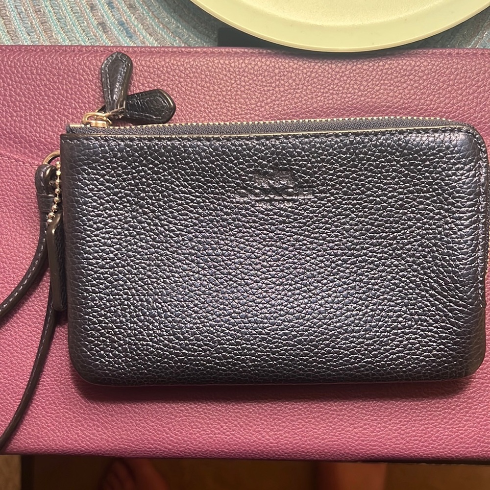 Coach navy wristlet